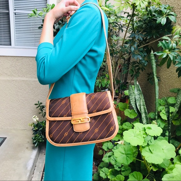 Gucci Handbags - Vintage Gucci canvas/leather shoulder bag